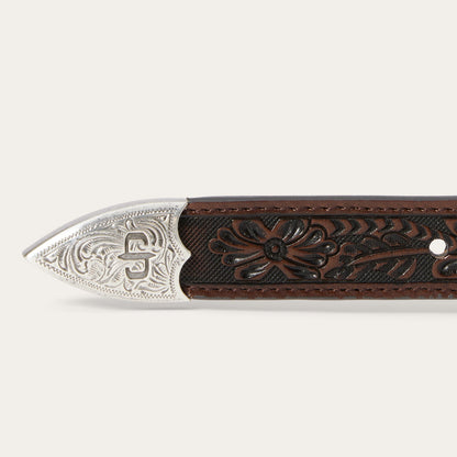 Stetson Croco Print Tooled Tapered Belt