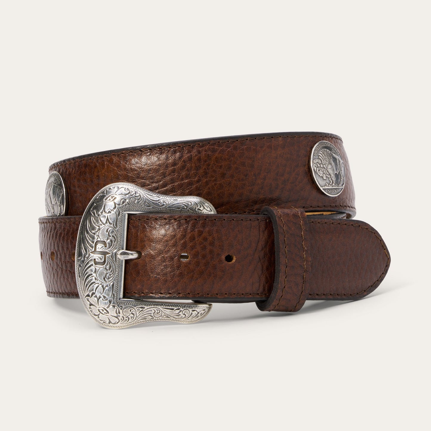 Stetson Bison Leather Concho Belt