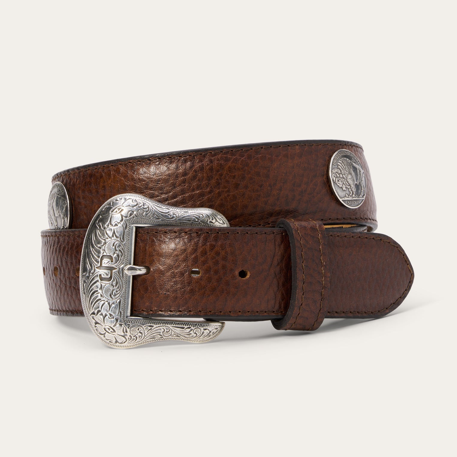 Stetson Bison Leather Concho Belt