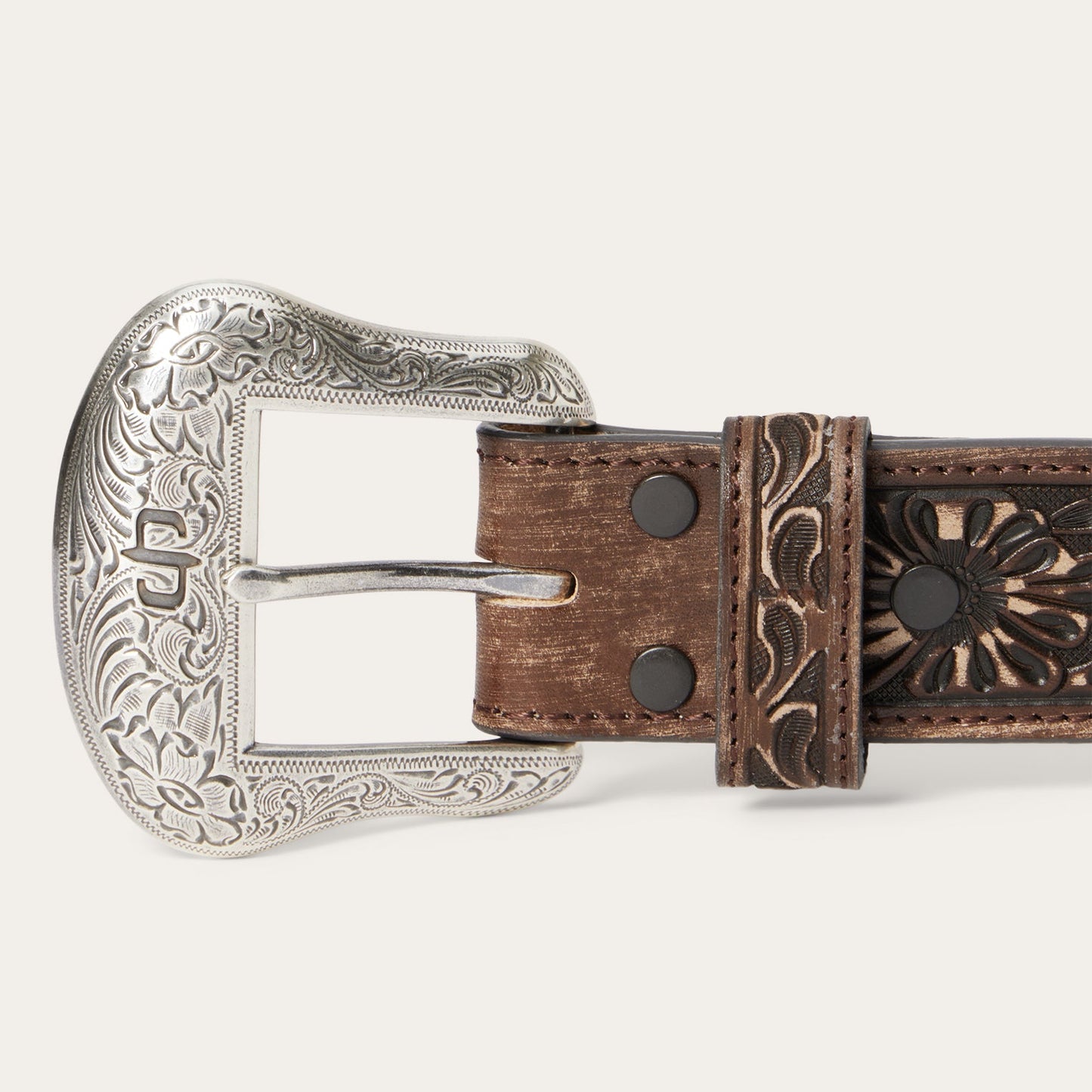Stetson Hair-on-Hide Tooled Tab Belt