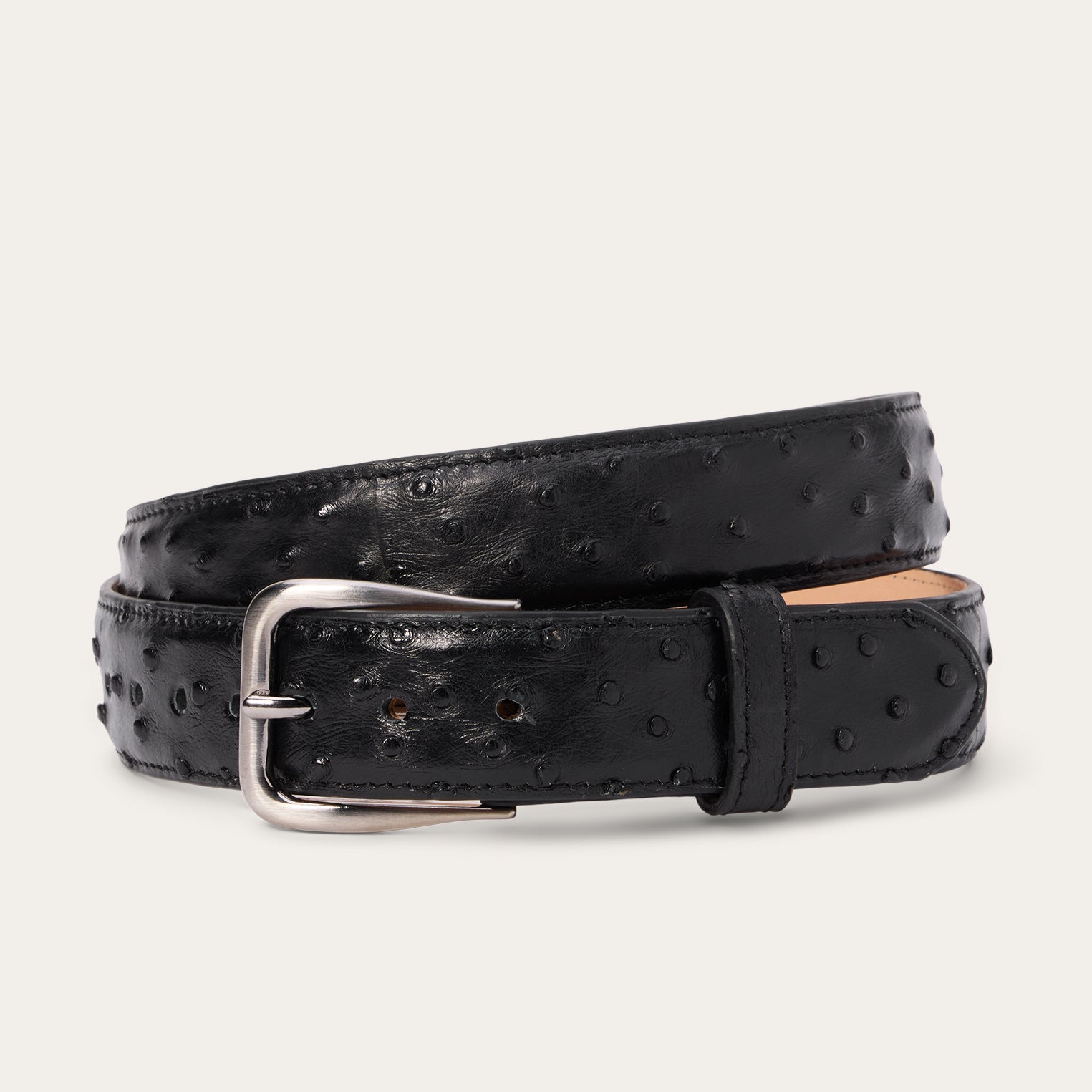 Stetson Ostrich Western Tab Belt - 1 1/4" Width
