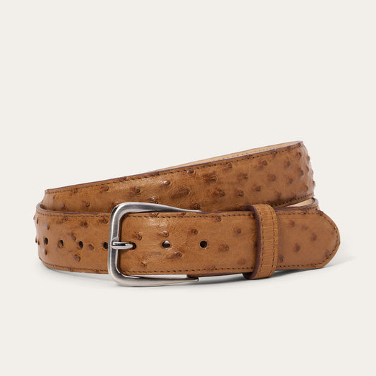 Stetson Ostrich Western Tab Belt - 1 1/4" Width