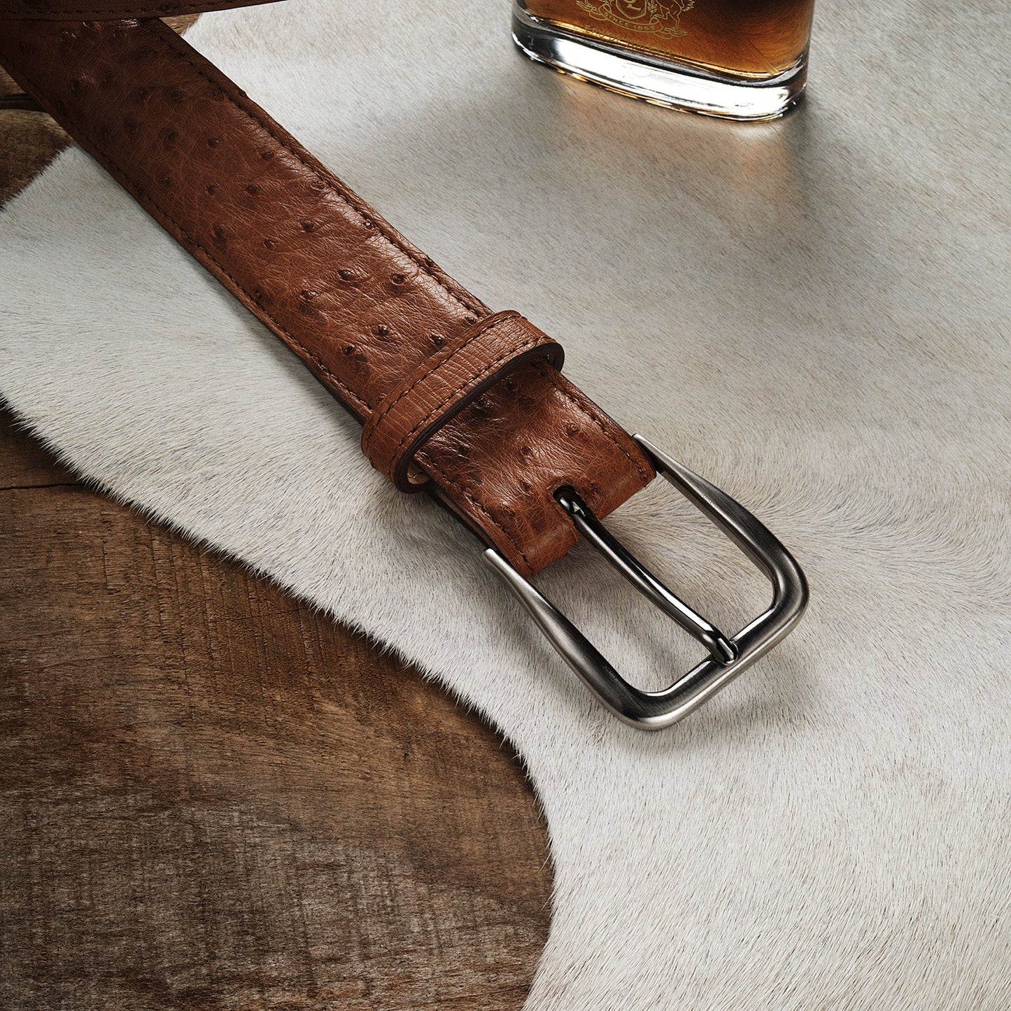 Stetson Ostrich Western Tab Belt - 1 1/4" Width