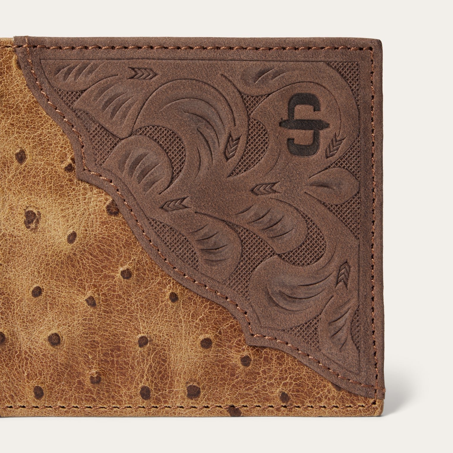 Stetson Tooled Embossed Ostrich Bi-Fold Wallet