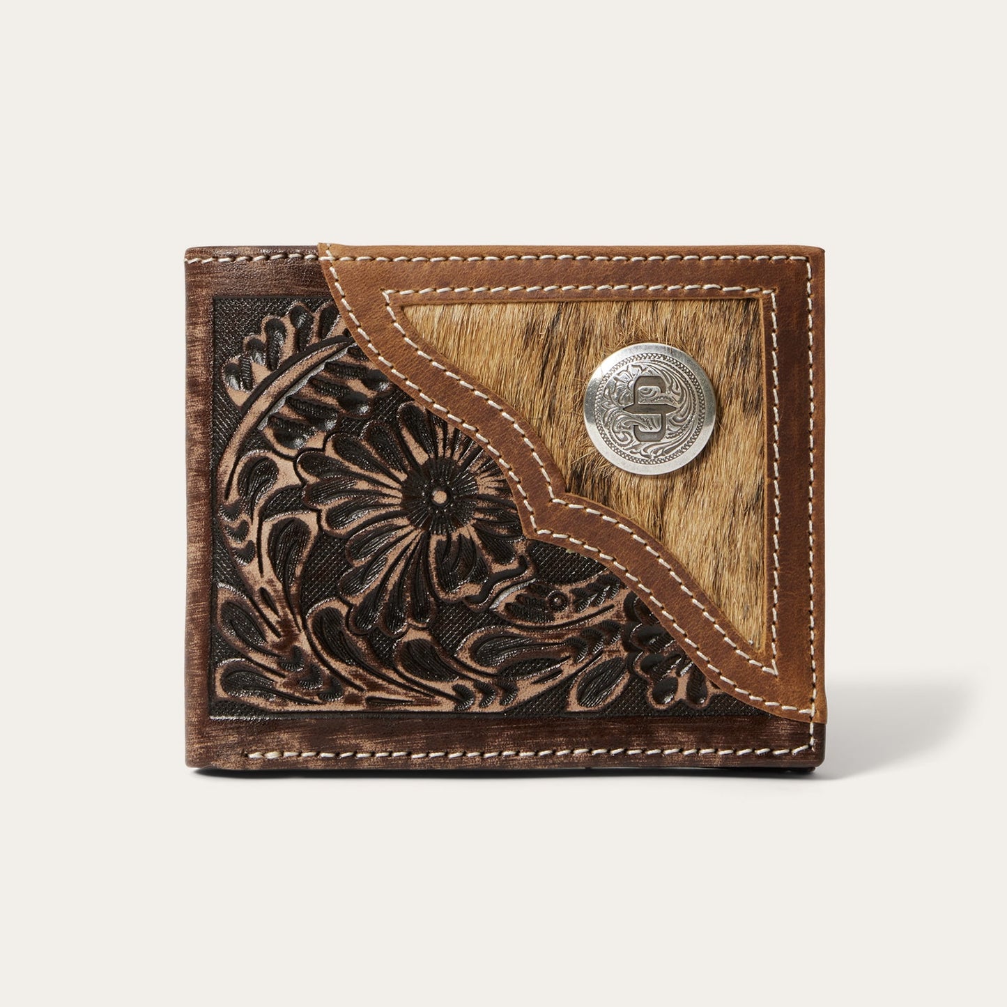 Stetson Hair-On-Hide Concho Bi-Fold Wallet