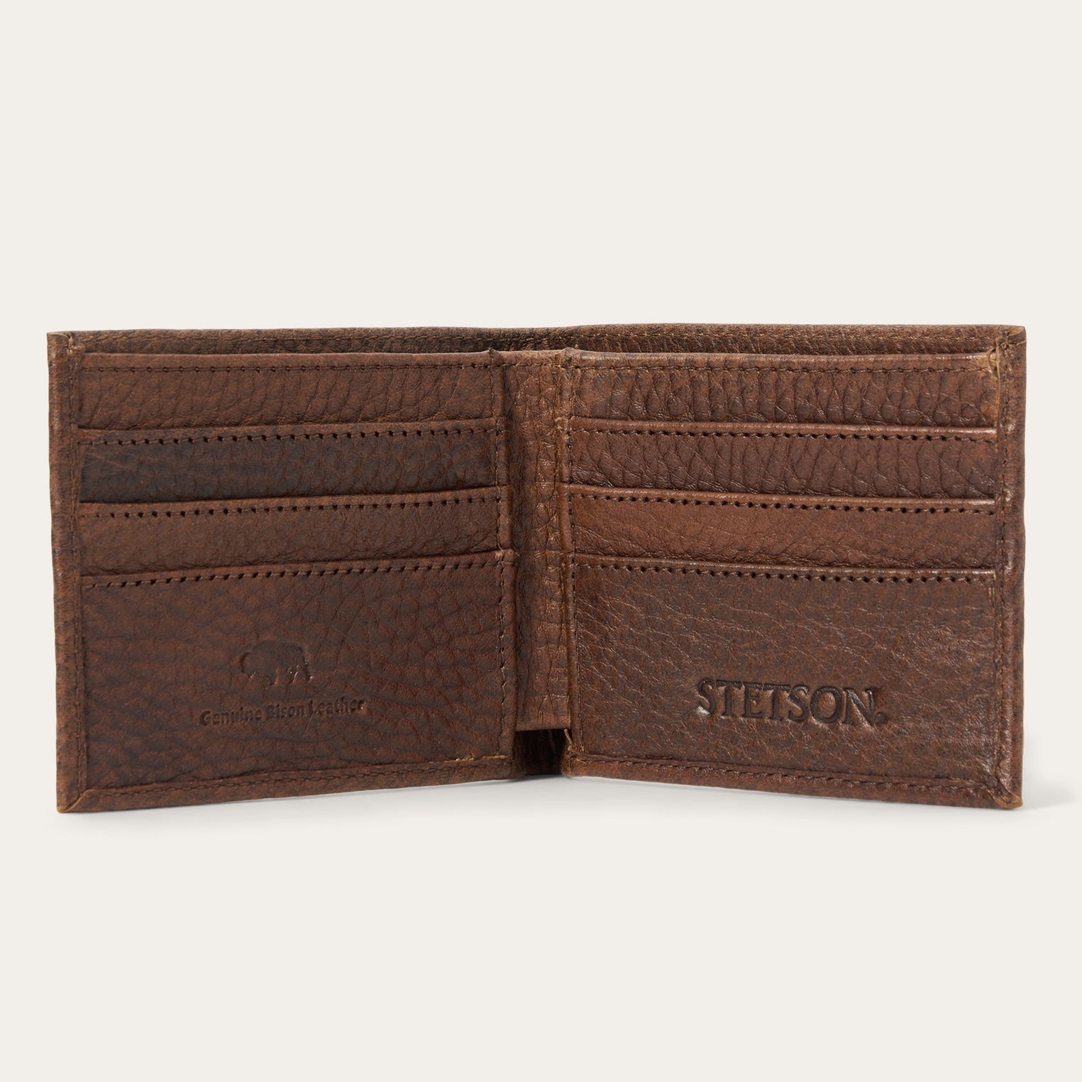 Stetson Bison Leather Stetson Rivet Bi-Fold Wallet
