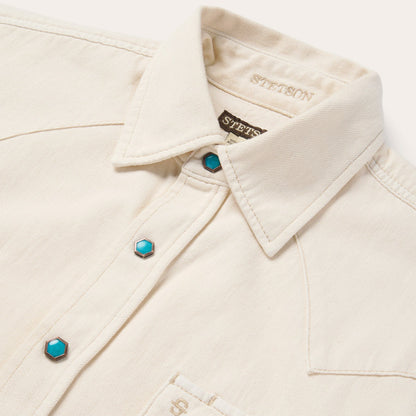 Stetson Turquoise Snap Western Denim Shirt