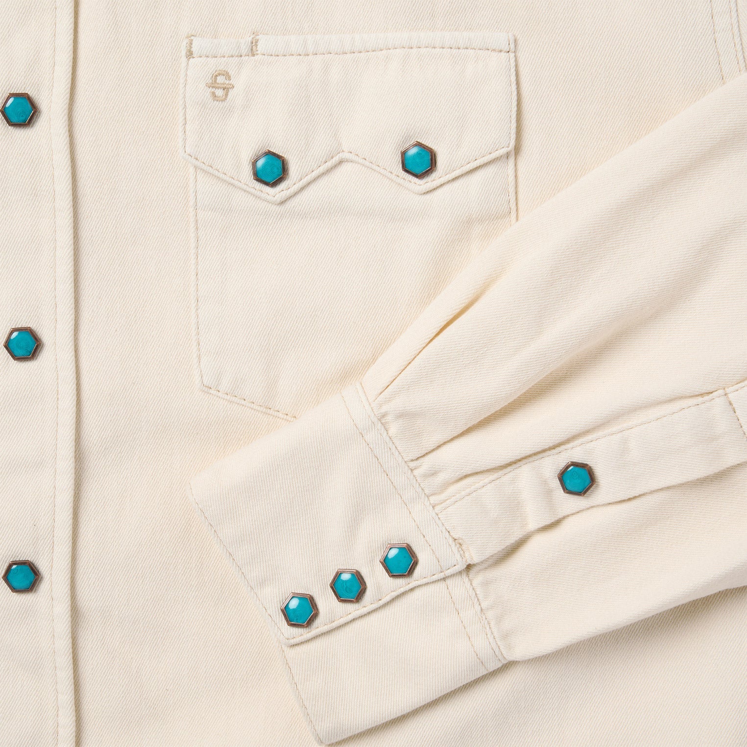 Stetson Turquoise Snap Western Denim Shirt