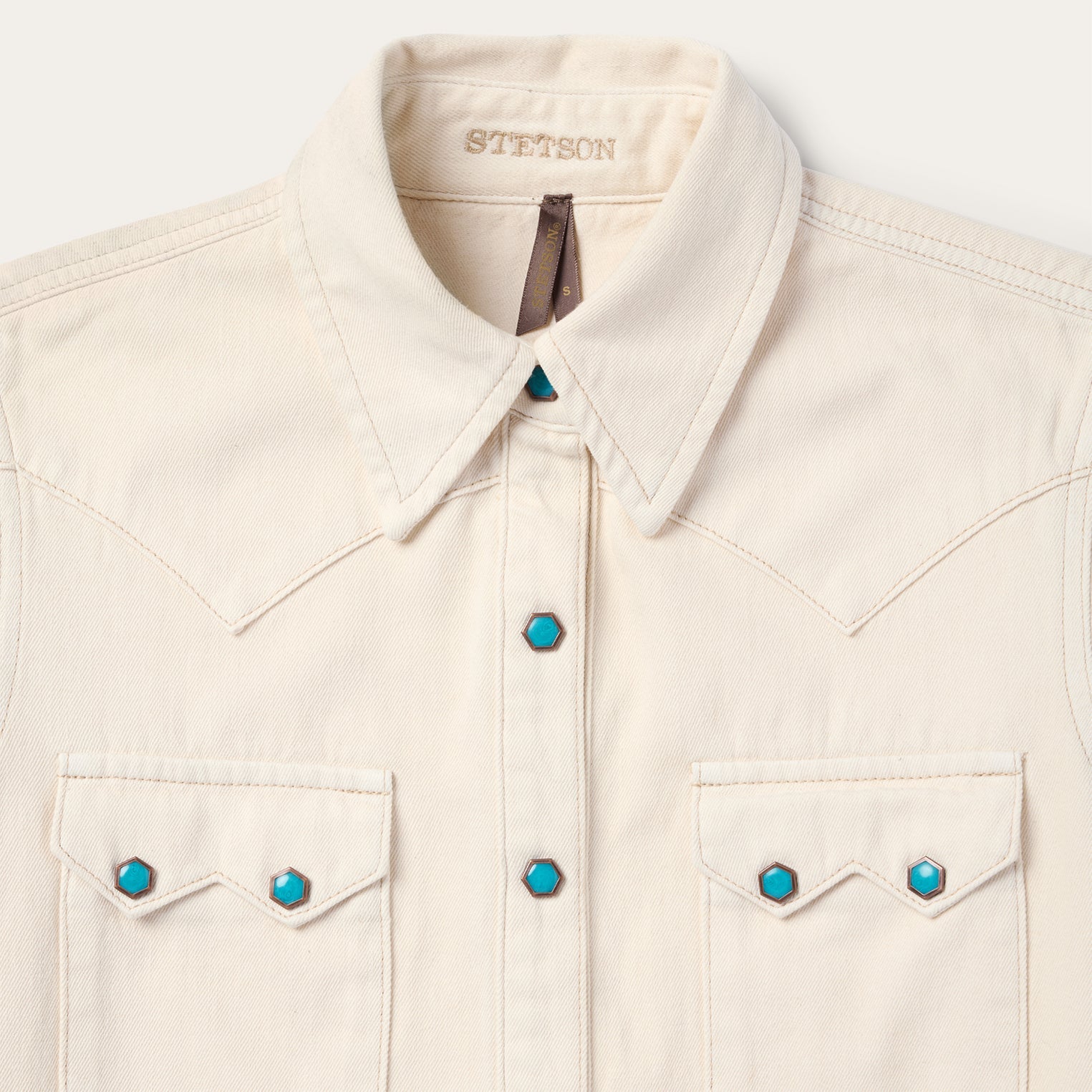 Stetson Turquoise Snap Western Denim Shirt