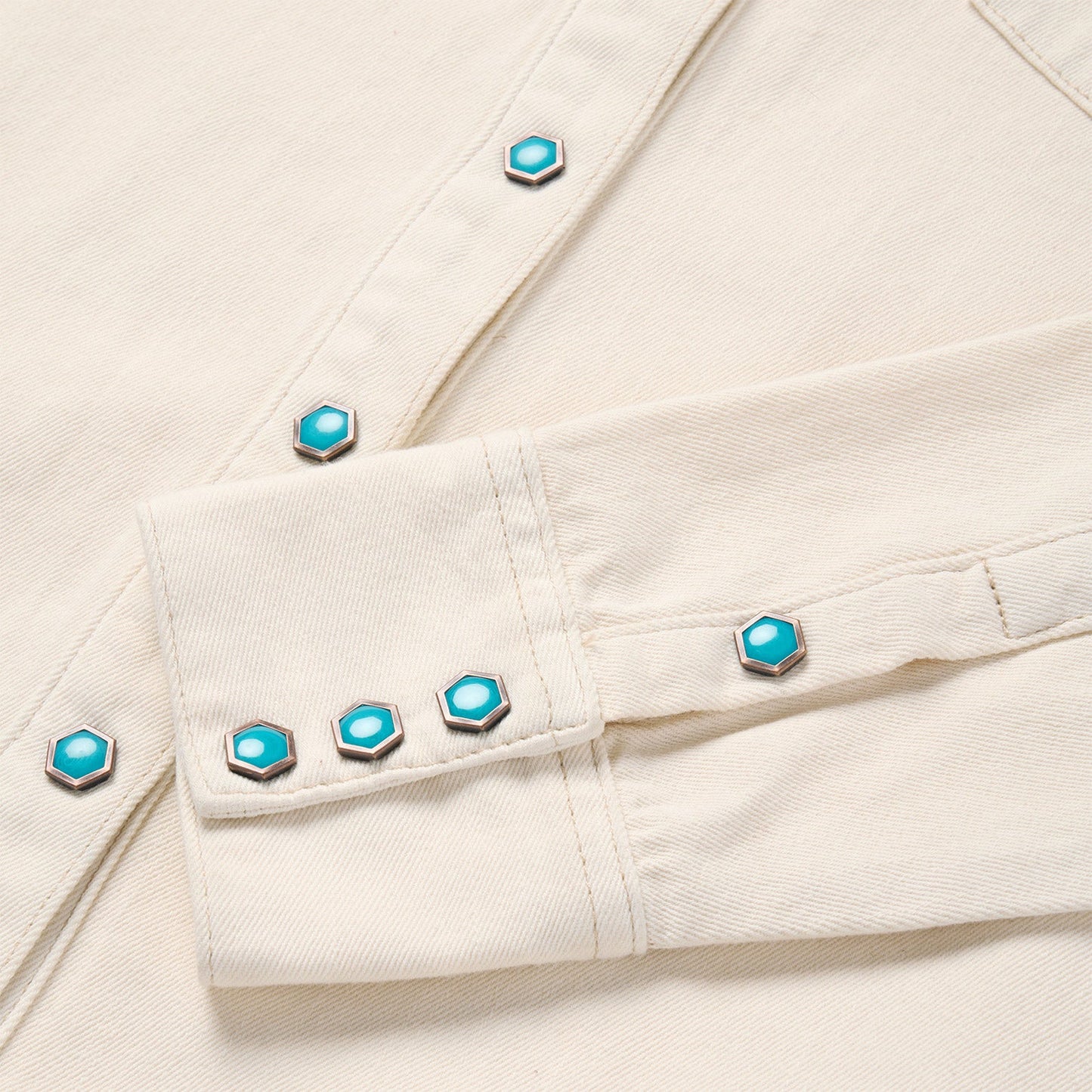 Stetson Turquoise Snap Western Denim Shirt