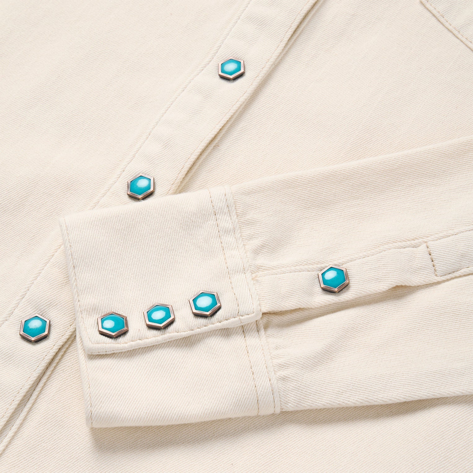 Stetson Turquoise Snap Western Denim Shirt
