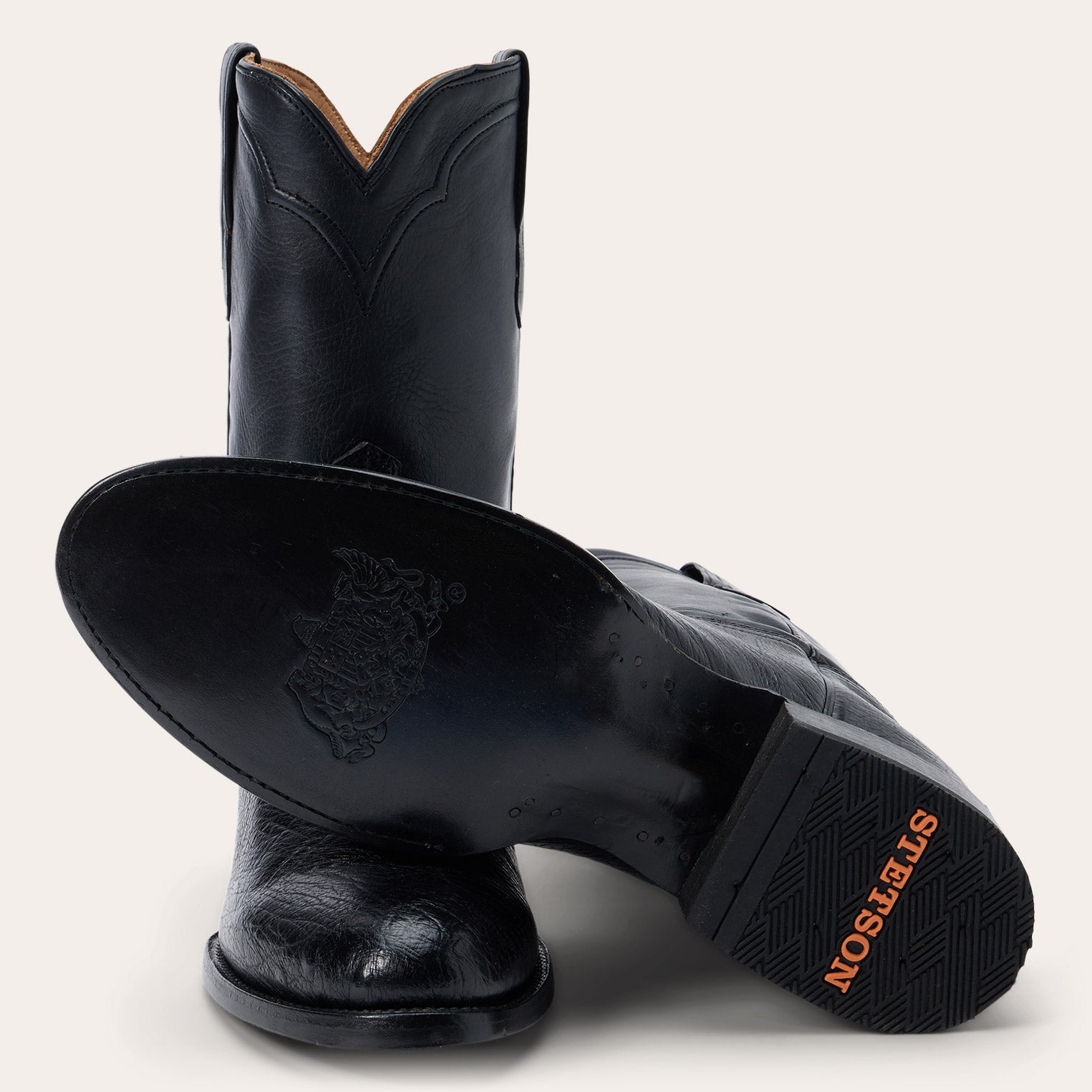 Stetson Clay Smooth Ostrich Roper Boots