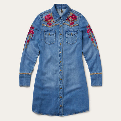 Stetson Embroidered Denim Shirt Dress