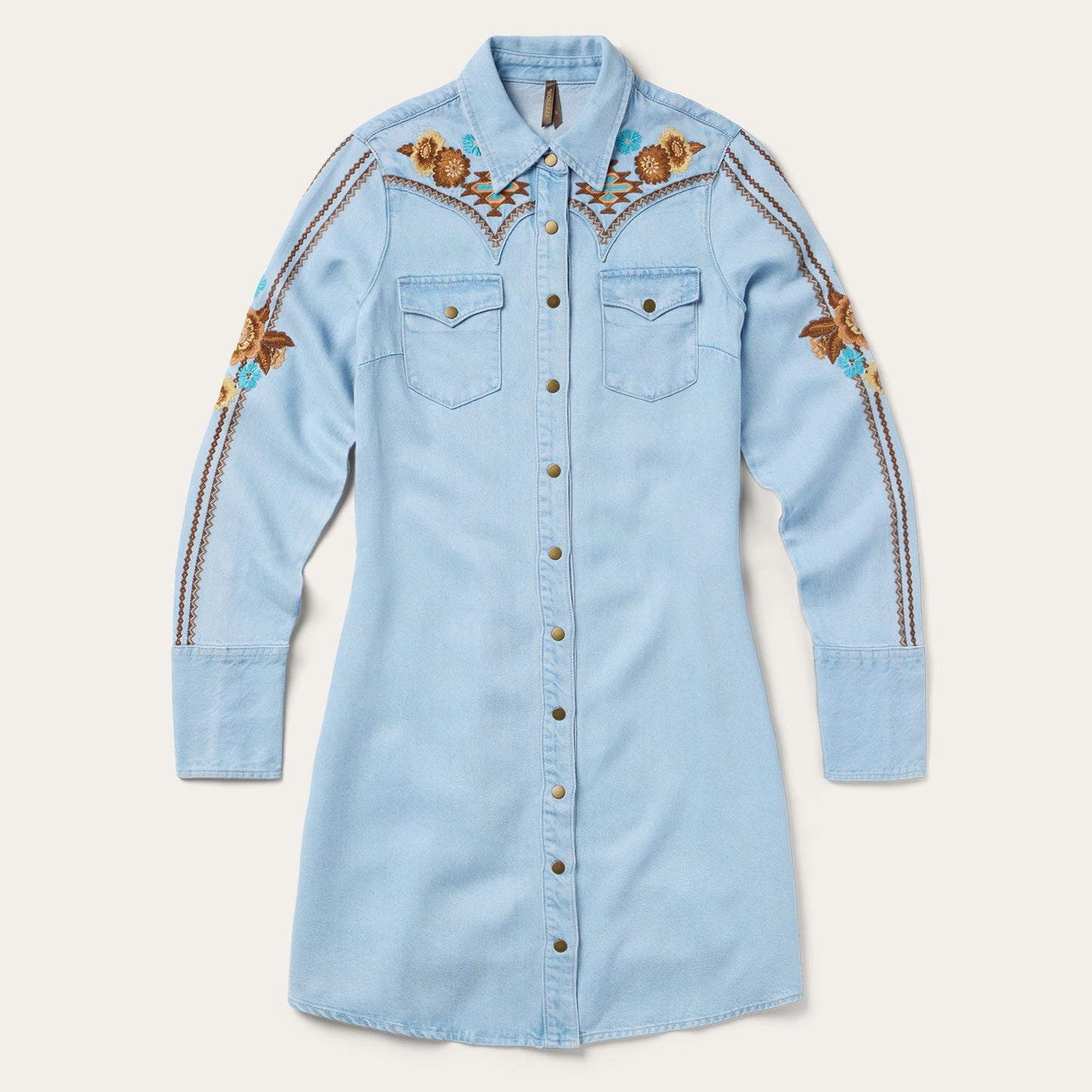 Stetson Embroidered Denim Shirt Dress