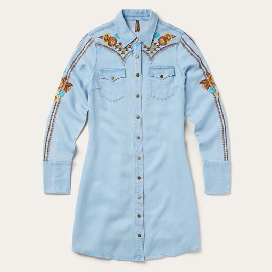 Stetson Embroidered Denim Shirt Dress