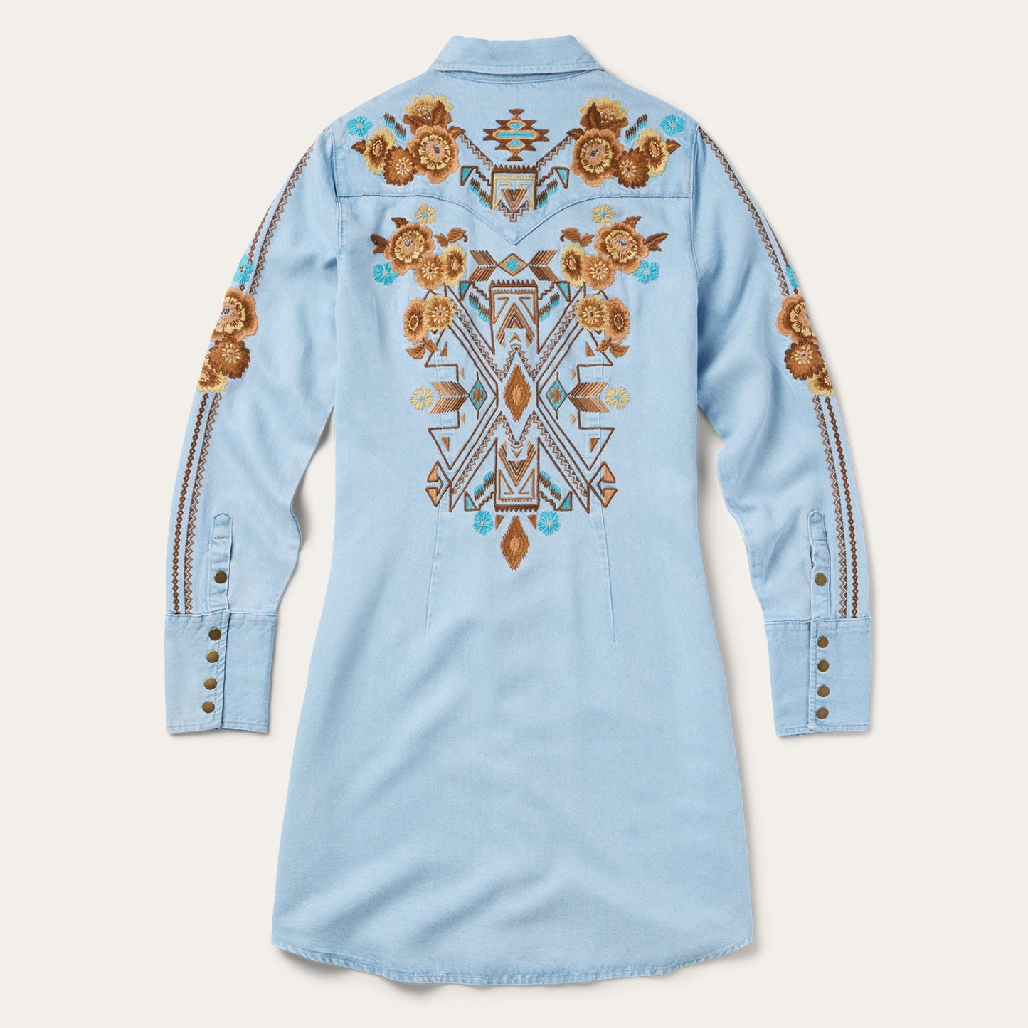 Stetson Embroidered Denim Shirt Dress