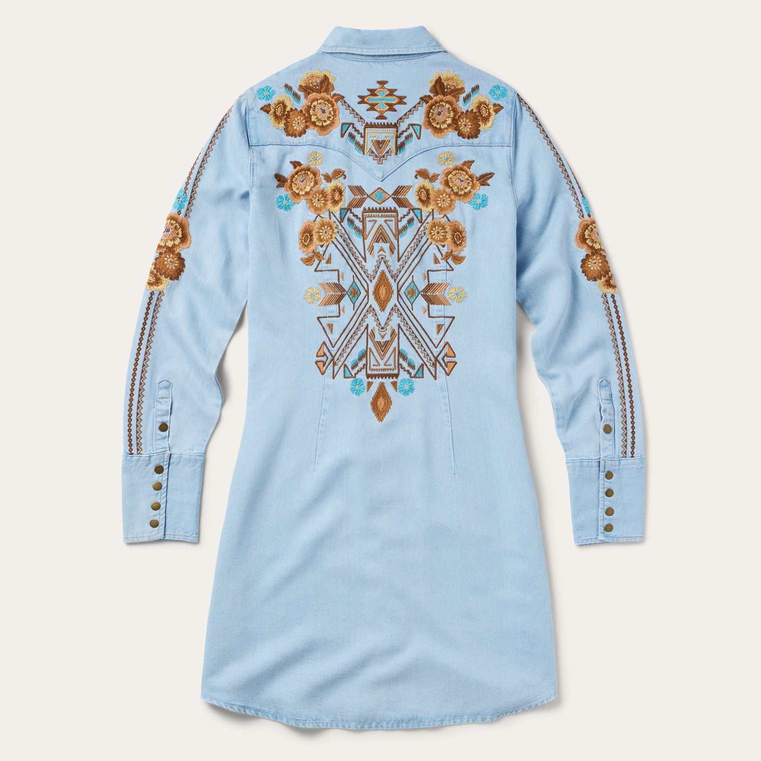 Stetson Embroidered Denim Shirt Dress