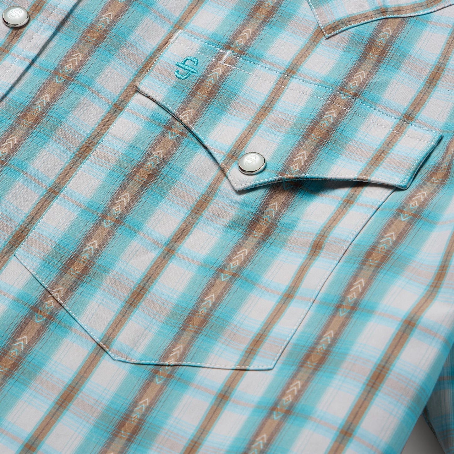 Stetson Turquoise Plaid Short-Sleeve Western Shirt