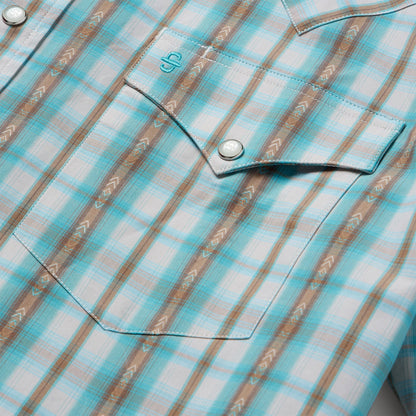 Stetson Turquoise Plaid Short-Sleeve Western Shirt
