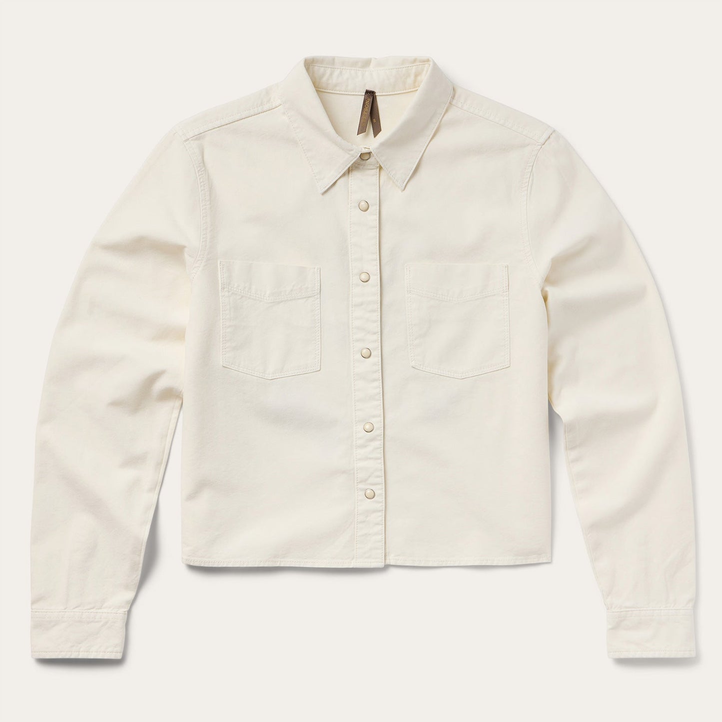 Stetson Embroidered Cream Denim Cropped Shirt