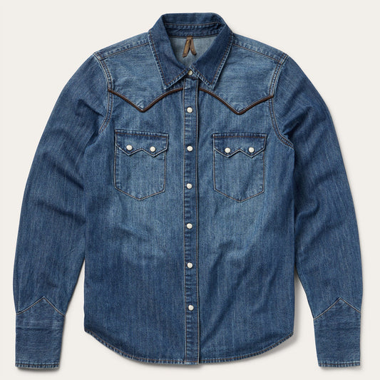 Stetson Piped Dark Denim Western Shirt