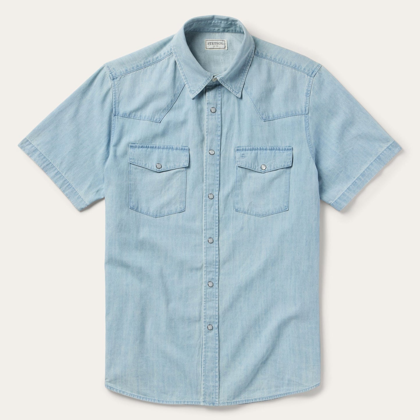 Stetson Chambray Oxford Short Sleeve Western Shirt