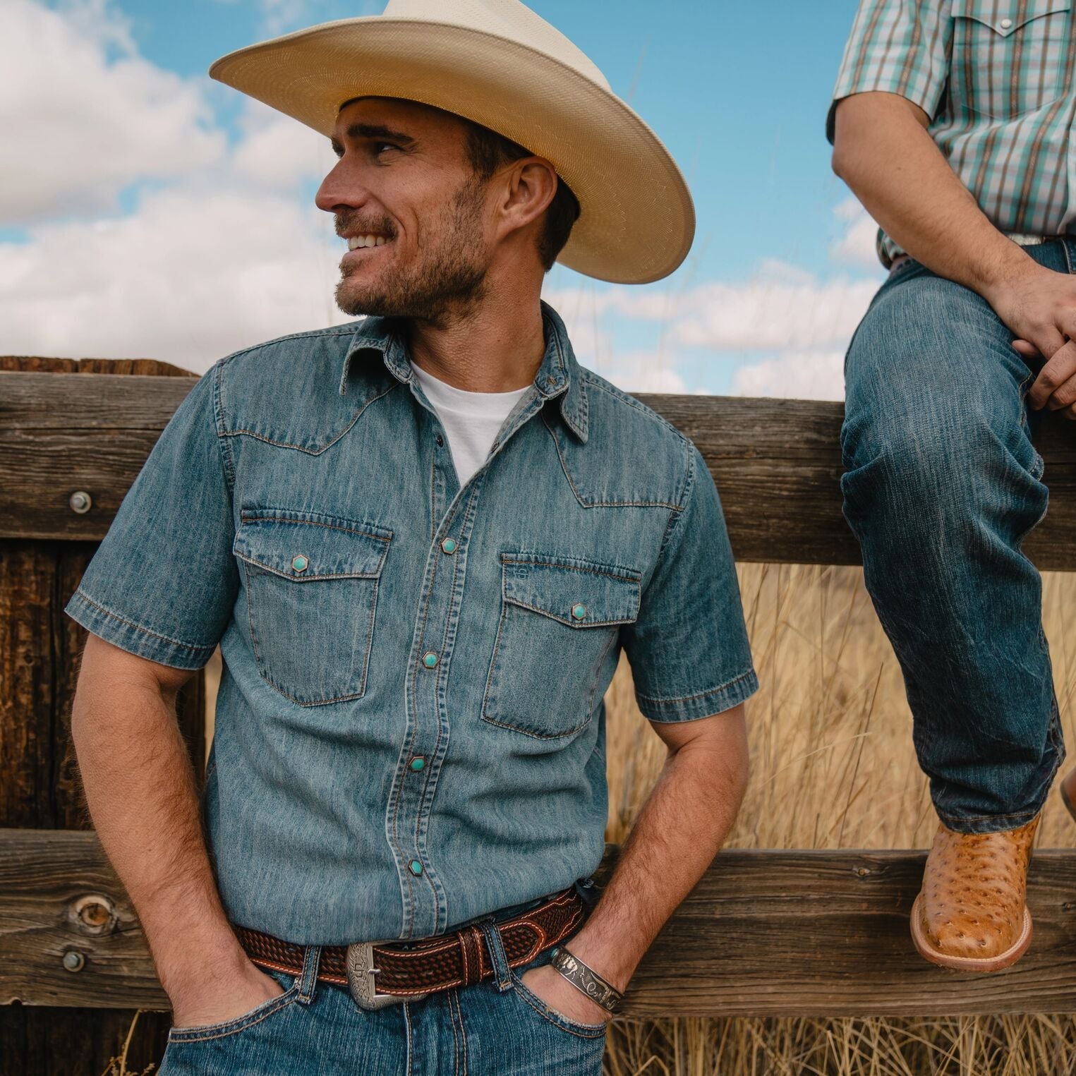 Stetson Turquoise Snap Short Sleeve Denim Shirt