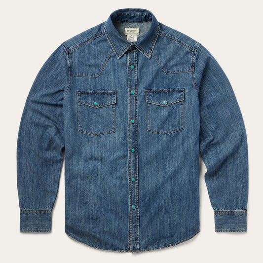 Stetson Turquoise Snap Lightweight Denim Shirt