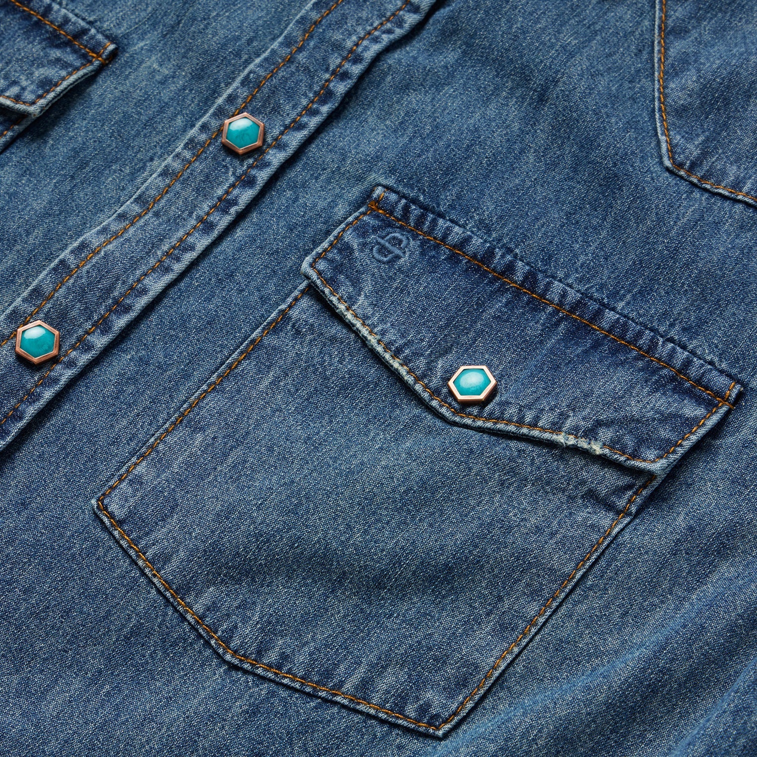 Stetson Turquoise Snap Lightweight Denim Shirt