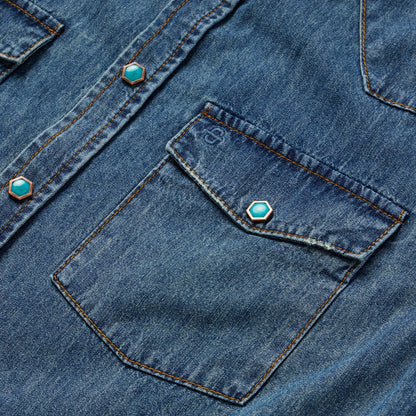 Stetson Turquoise Snap Lightweight Denim Shirt