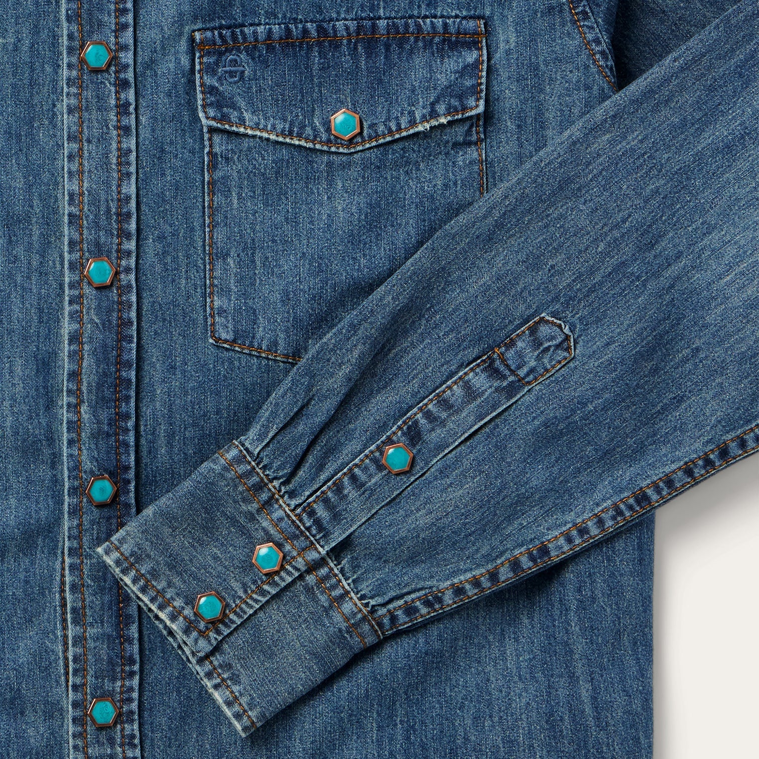 Stetson Turquoise Snap Lightweight Denim Shirt