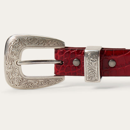 Stetson Croco Print Tapered Belt