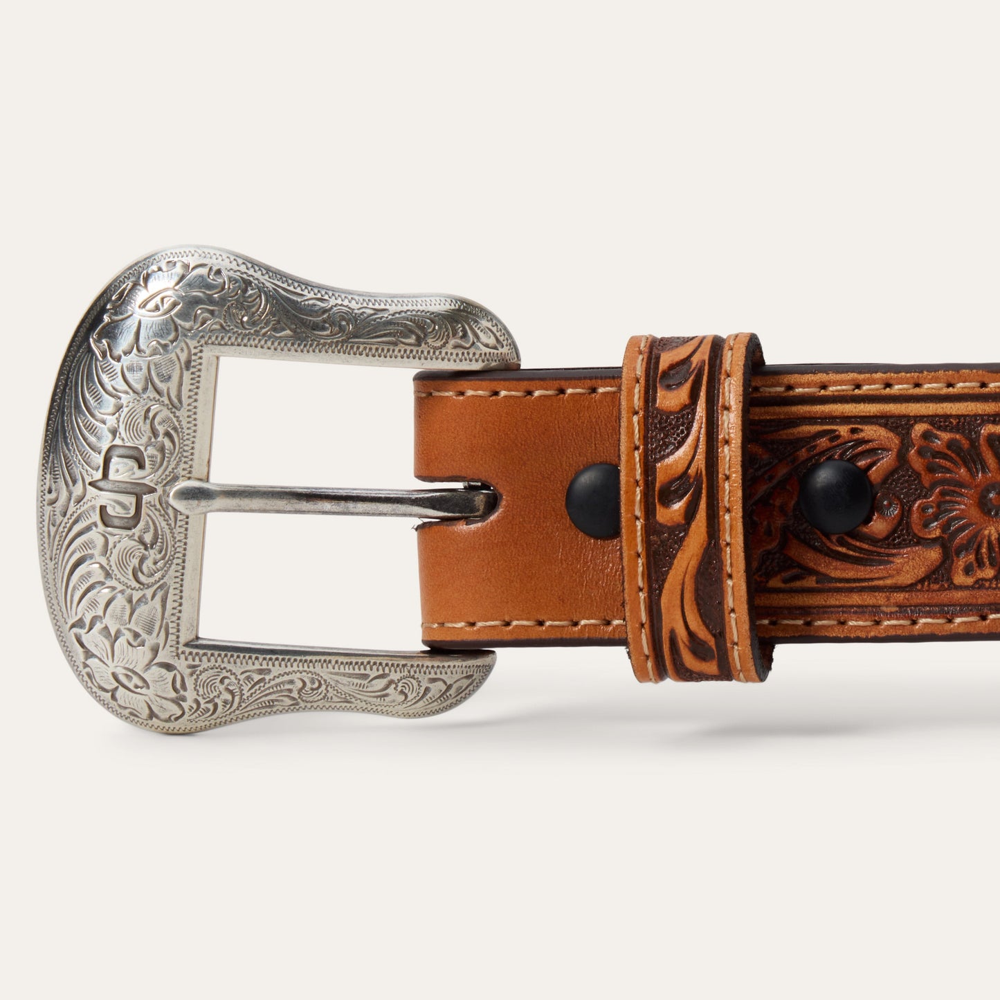 Stetson Tooled Tab Embroidered Belt