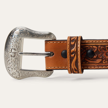 Stetson Tooled Tab Embroidered Belt